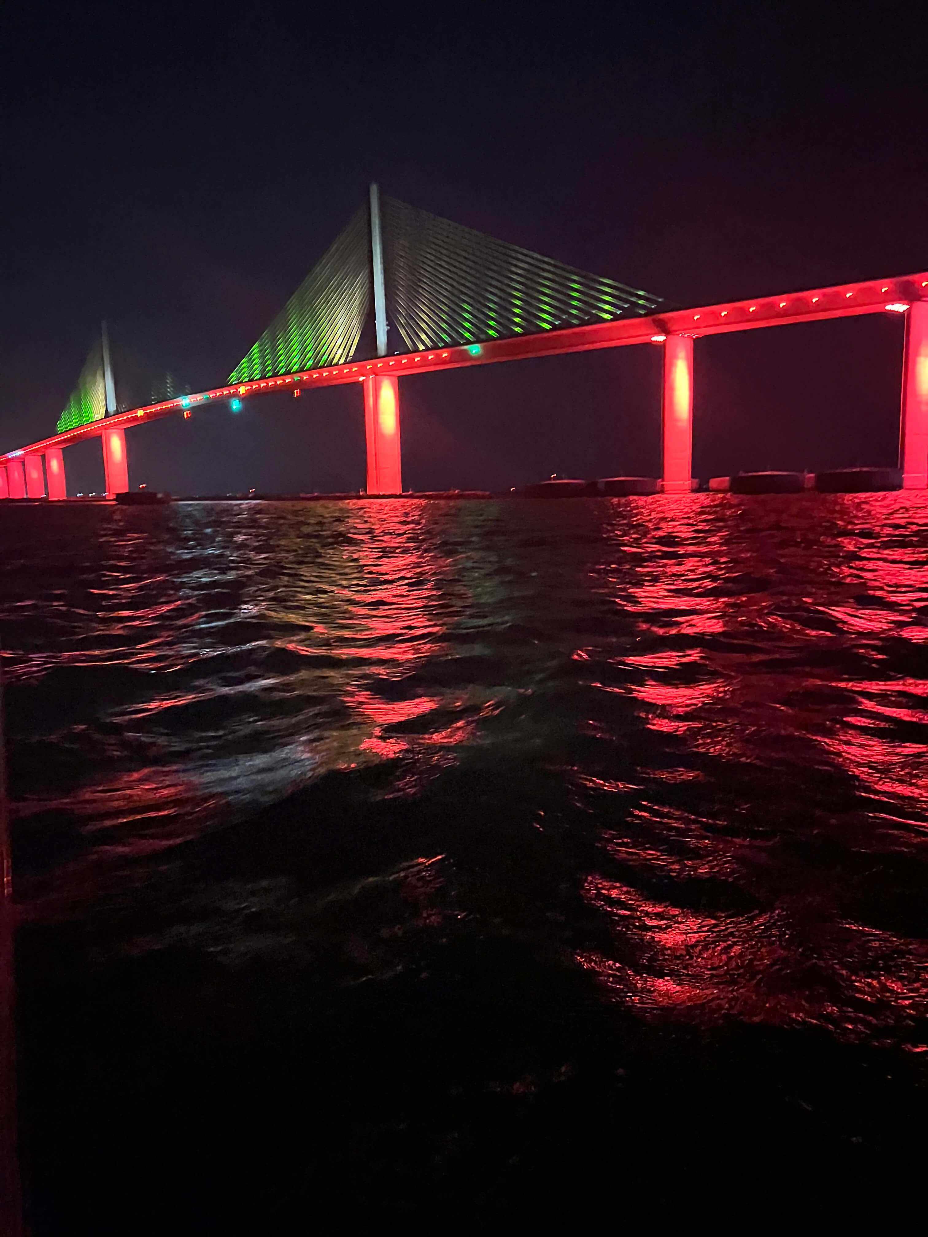 Evening charter boat at sunset on Tampa Bay